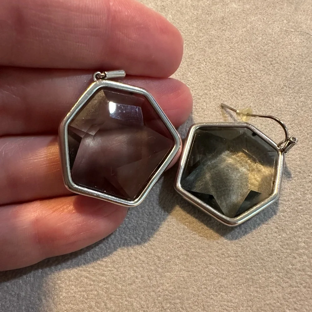 Hexagonal Silver Kendra Scott Earrings - Picture 3 of 3